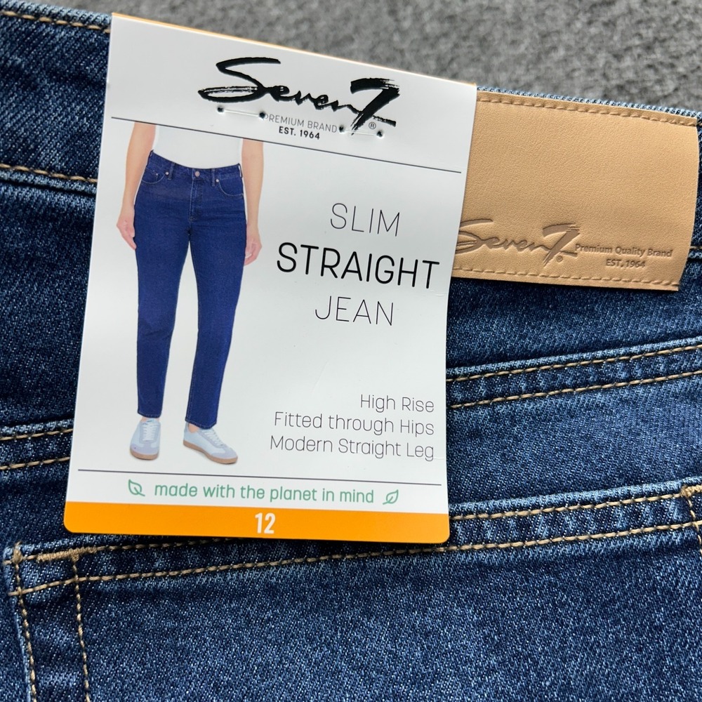 Seven 7 Jeans Size 12 Womens Mom‎ High Rise Slim Straight Leg Fitted Denim